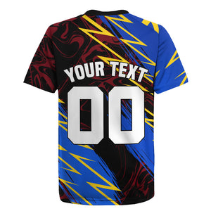 Personalized Antigua And Barbuda Cricket Rugby Jersey Falcons Caribbean Lightning Abstract Graphic