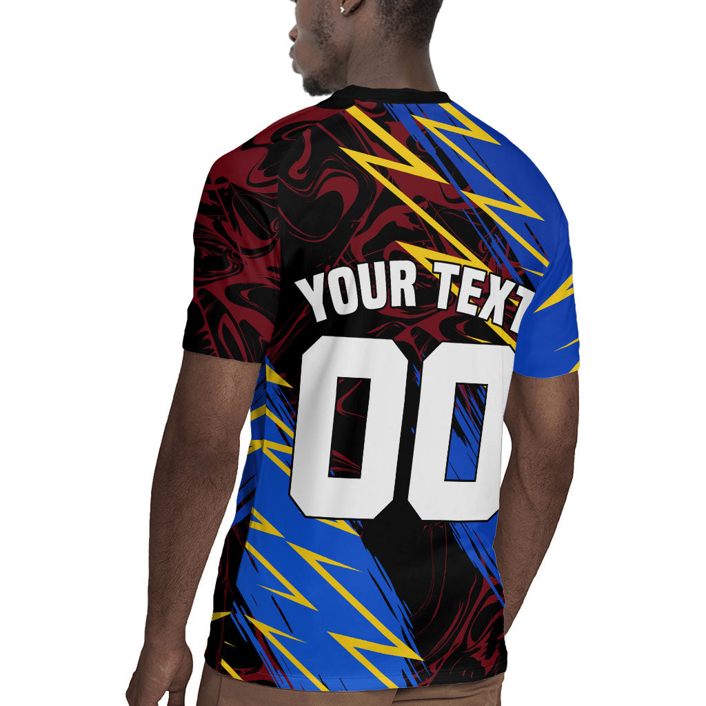 Personalized Antigua And Barbuda Cricket Rugby Jersey Falcons Caribbean Lightning Abstract Graphic
