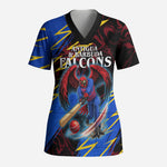 Personalized Antigua And Barbuda Cricket Scrub Top Falcons Caribbean Lightning Abstract Graphic