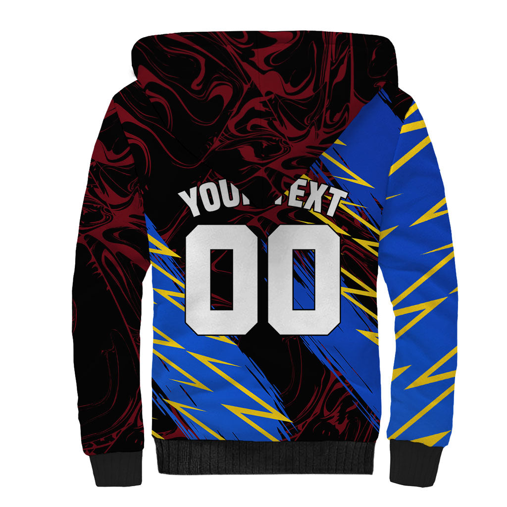 Personalized Antigua And Barbuda Cricket Sherpa Hoodie Falcons Caribbean Lightning Abstract Graphic