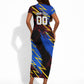 Personalized Antigua And Barbuda Cricket Short Sleeve Bodycon Dress Falcons Caribbean Lightning Abstract Graphic