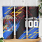 Personalized Antigua And Barbuda Cricket Skinny Tumbler Falcons Caribbean Lightning Abstract Graphic