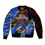 Personalized Antigua And Barbuda Cricket Sleeve Zip Bomber Jacket Falcons Caribbean Lightning Abstract Graphic