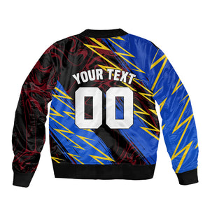 Personalized Antigua And Barbuda Cricket Sleeve Zip Bomber Jacket Falcons Caribbean Lightning Abstract Graphic