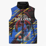 Personalized Antigua And Barbuda Cricket Sleeveless Puffer Jacket Falcons Caribbean Lightning Abstract Graphic