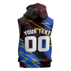 Personalized Antigua And Barbuda Cricket Sleeveless Zip Hoodie Falcons Caribbean Lightning Abstract Graphic