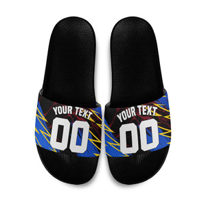 Personalized Antigua And Barbuda Cricket Slide Sandals Falcons Caribbean Lightning Abstract Graphic