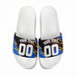 Personalized Antigua And Barbuda Cricket Slide Sandals Falcons Caribbean Lightning Abstract Graphic