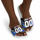 Personalized Antigua And Barbuda Cricket Slide Sandals Falcons Caribbean Lightning Abstract Graphic