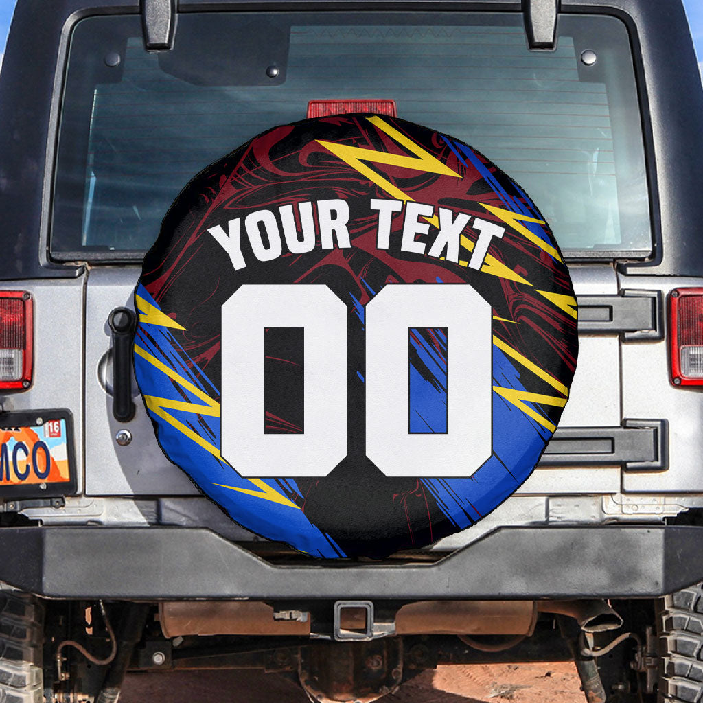 Personalized Antigua And Barbuda Cricket Spare Tire Cover Falcons Caribbean Lightning Abstract Graphic