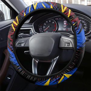 Antigua And Barbuda Cricket Steering Wheel Cover Falcons Caribbean Lightning Abstract Graphic