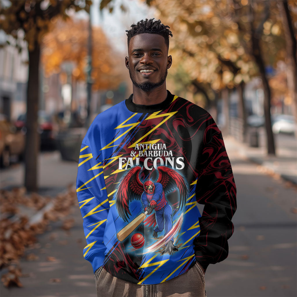 Personalized Antigua And Barbuda Cricket Sweatshirt Falcons Caribbean Lightning Abstract Graphic