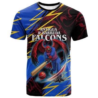 Personalized Antigua And Barbuda Cricket T shirt Falcons Caribbean Lightning Abstract Graphic
