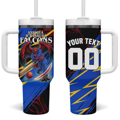 Personalized Antigua And Barbuda Cricket Tumbler With Handle Falcons Caribbean Lightning Abstract Graphic