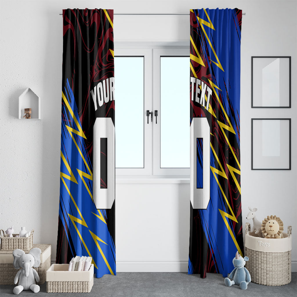 Personalized Antigua And Barbuda Cricket Window Curtain Falcons Caribbean Lightning Abstract Graphic