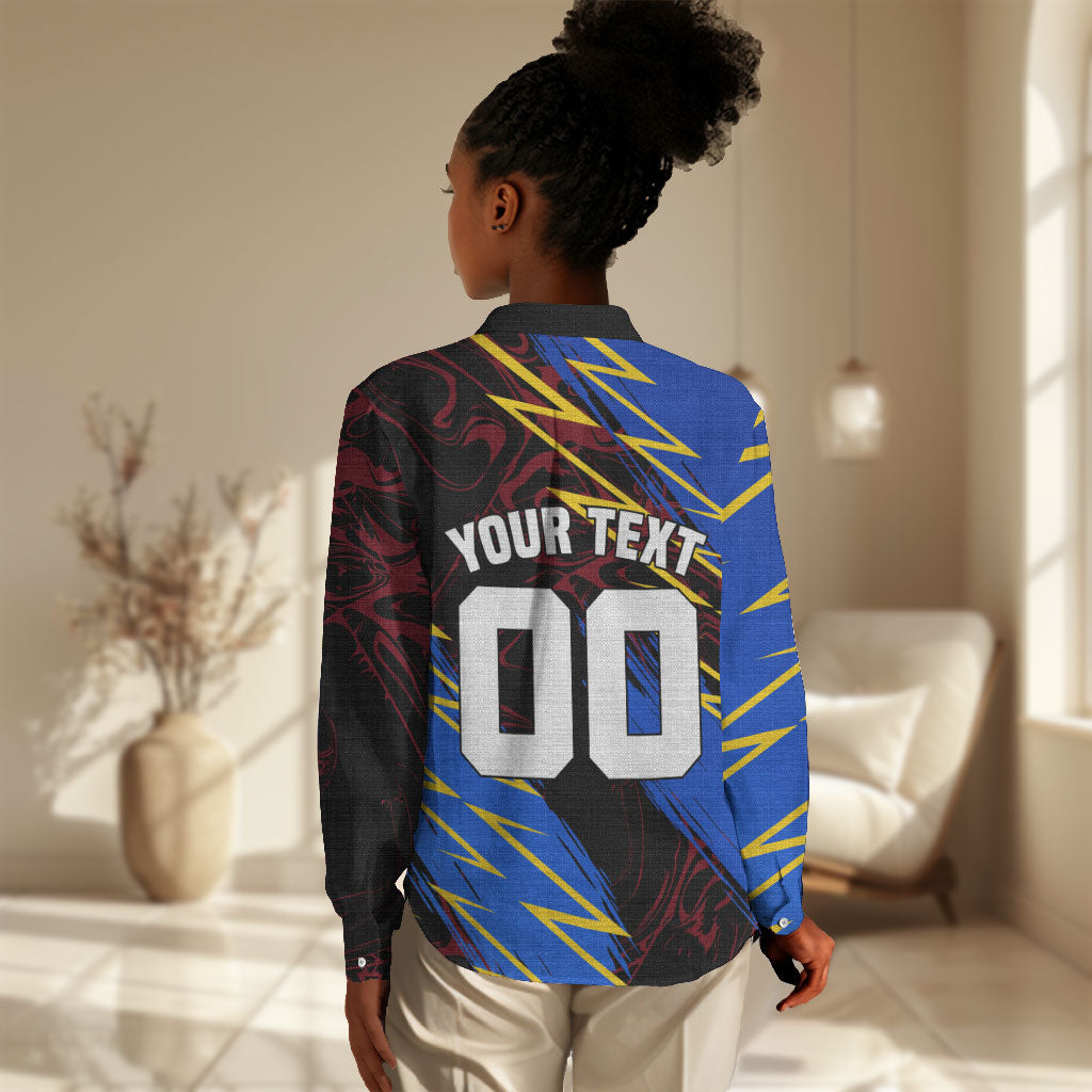 Personalized Antigua And Barbuda Cricket Women Casual Shirt Falcons Caribbean Lightning Abstract Graphic