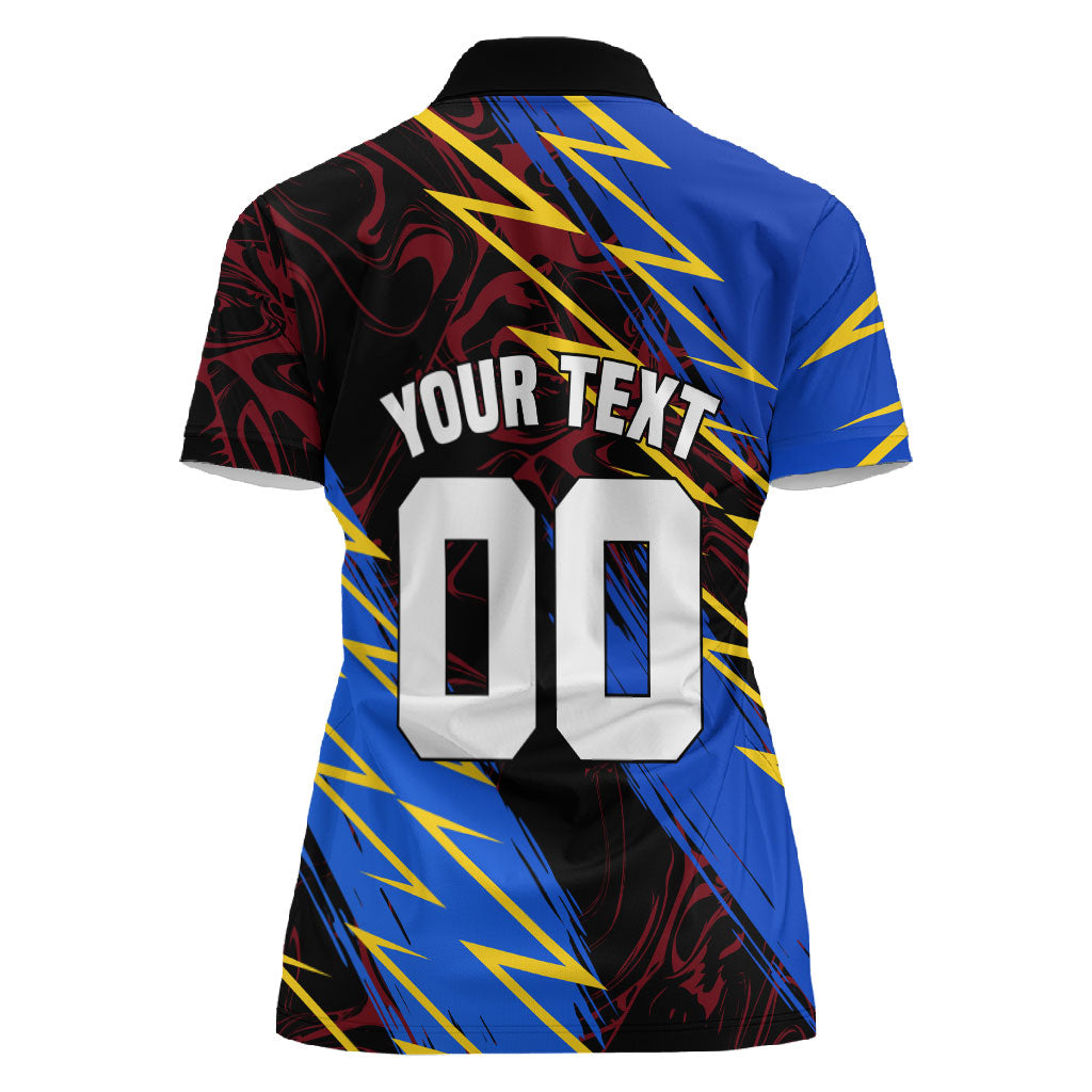 Personalized Antigua And Barbuda Cricket Women Polo Shirt Falcons Caribbean Lightning Abstract Graphic