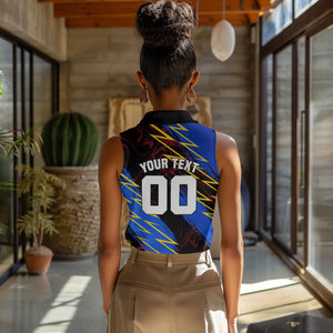 Personalized Antigua And Barbuda Cricket Women Sleeveless Polo Shirt Falcons Caribbean Lightning Abstract Graphic