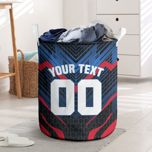 Personalized Antigua And Barbuda Cricket Falcons Laundry Basket Abstract Hexagon Pattern Sport