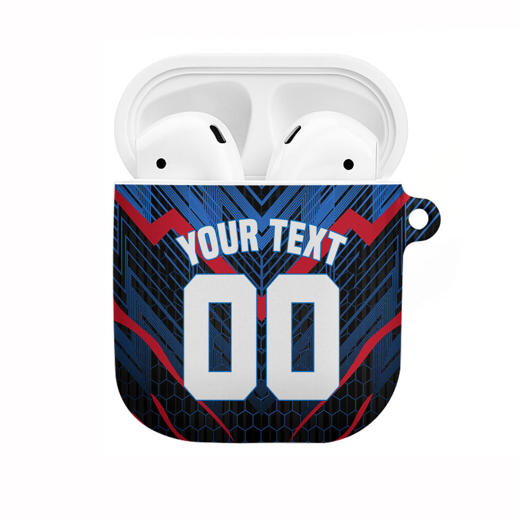 Personalized Antigua And Barbuda Cricket Falcons AirPods Case Abstract Hexagon Pattern Sport