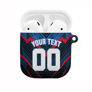 Personalized Antigua And Barbuda Cricket Falcons AirPods Case Abstract Hexagon Pattern Sport