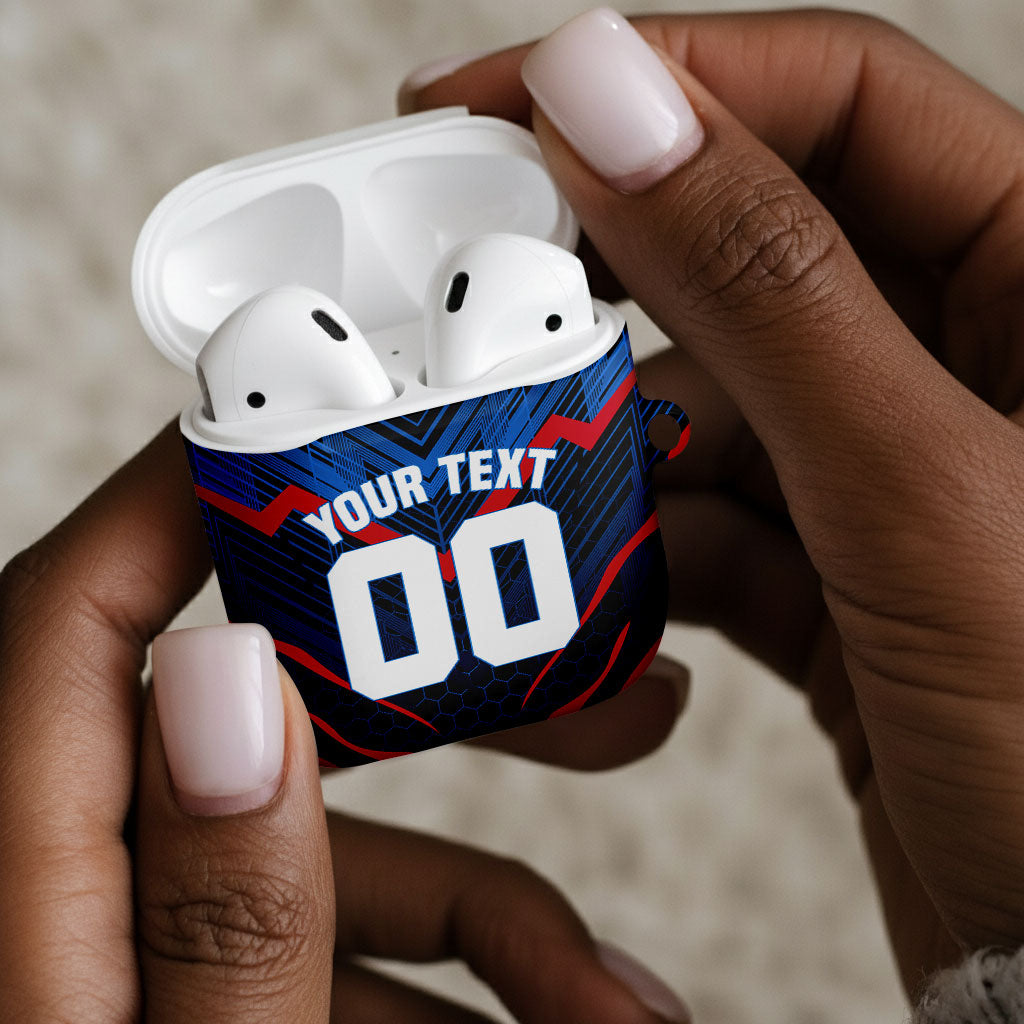 Personalized Antigua And Barbuda Cricket Falcons AirPods Case Abstract Hexagon Pattern Sport
