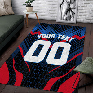 Personalized Antigua And Barbuda Cricket Falcons Area Rug Abstract Hexagon Pattern Sport