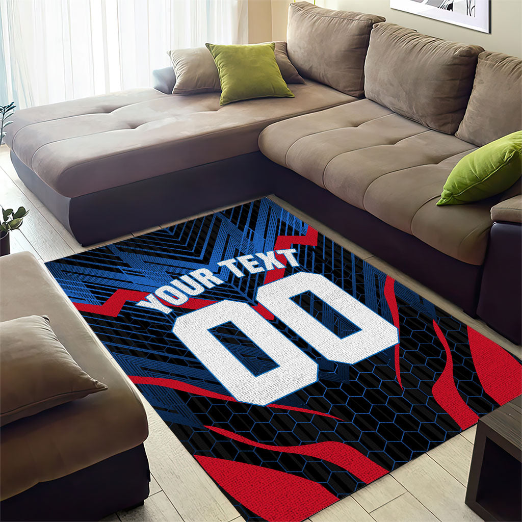 Personalized Antigua And Barbuda Cricket Falcons Area Rug Abstract Hexagon Pattern Sport