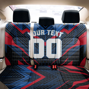 Personalized Antigua And Barbuda Cricket Falcons Back Car Seat Cover Abstract Hexagon Pattern Sport