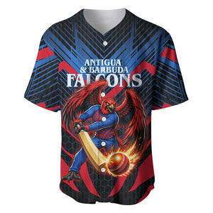 Personalized Antigua And Barbuda Cricket Falcons Baseball Jersey Abstract Hexagon Pattern Sport