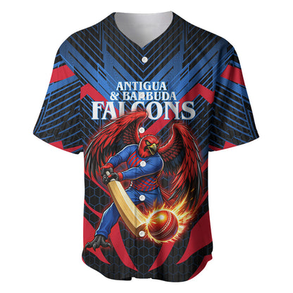 Personalized Antigua And Barbuda Cricket Falcons Baseball Jersey Abstract Hexagon Pattern Sport