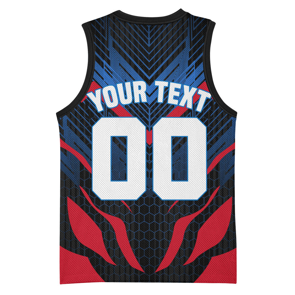 Personalized Antigua And Barbuda Cricket Falcons Basketball Jersey Abstract Hexagon Pattern Sport