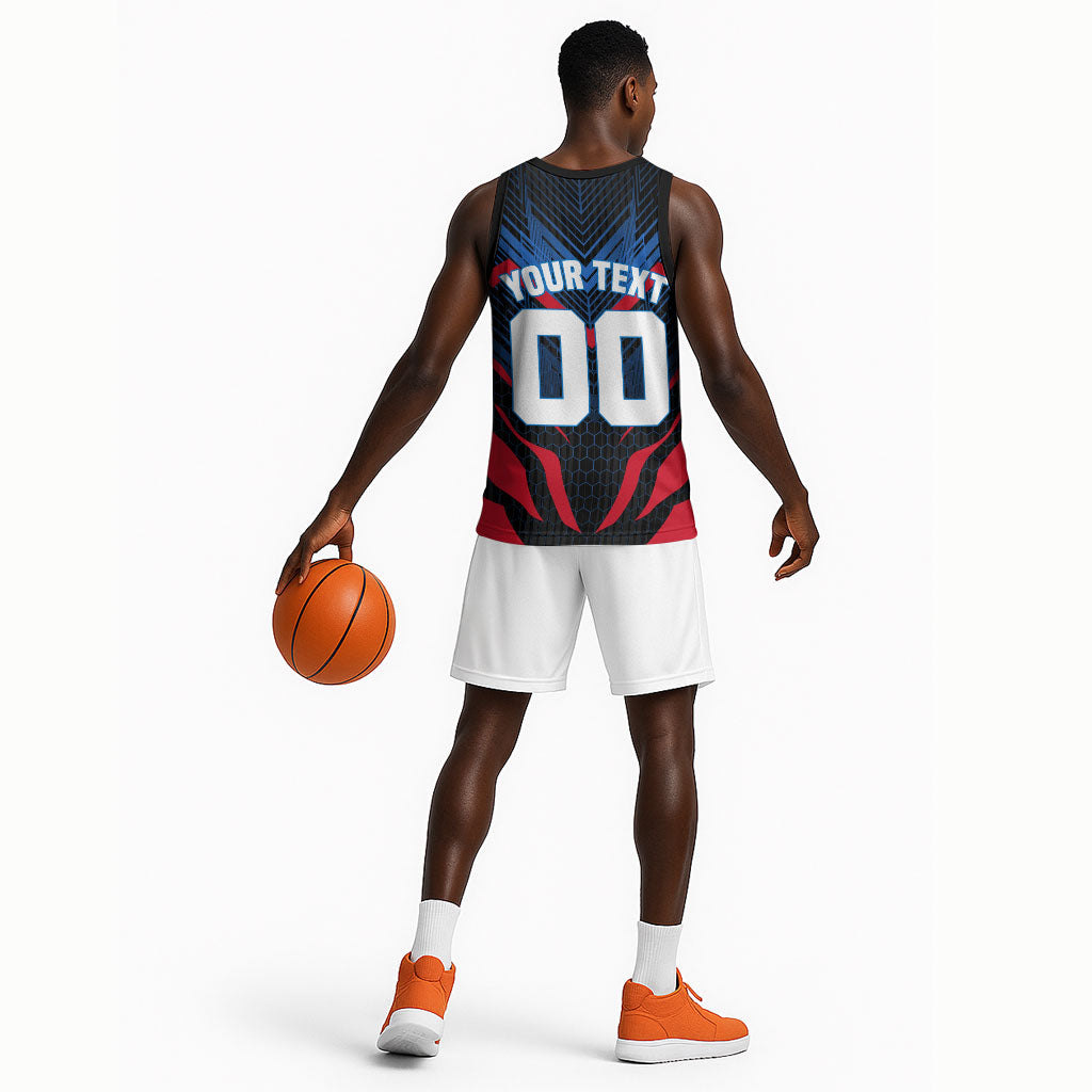 Personalized Antigua And Barbuda Cricket Falcons Basketball Jersey Abstract Hexagon Pattern Sport