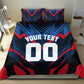 Personalized Antigua And Barbuda Cricket Falcons Bedding Set Abstract Hexagon Pattern Sport