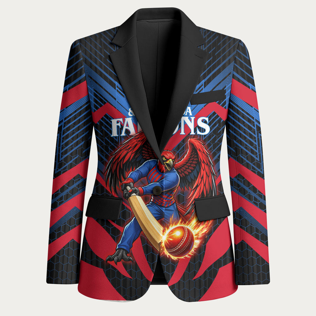 Personalized Antigua And Barbuda Cricket Falcons Blazer Abstract Hexagon Pattern Sport