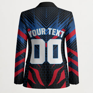 Personalized Antigua And Barbuda Cricket Falcons Blazer Abstract Hexagon Pattern Sport