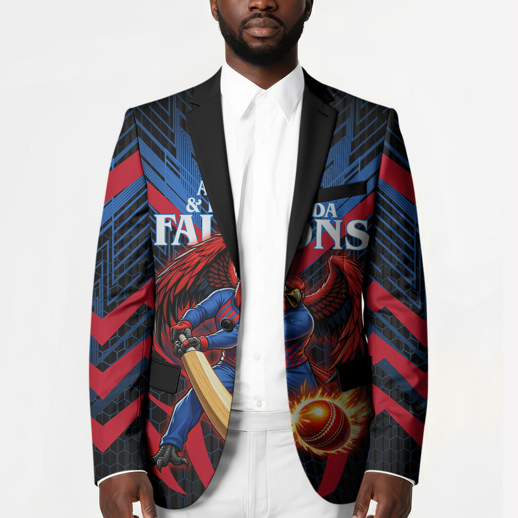 Personalized Antigua And Barbuda Cricket Falcons Blazer Abstract Hexagon Pattern Sport