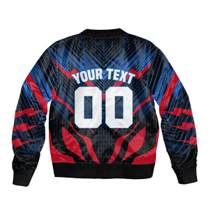Personalized Antigua And Barbuda Cricket Falcons Bomber Jacket Abstract Hexagon Pattern Sport