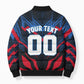 Personalized Antigua And Barbuda Cricket Falcons Bomber Puffer Jacket Abstract Hexagon Pattern Sport