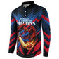 Personalized Antigua And Barbuda Cricket Falcons Button Sweatshirt Abstract Hexagon Pattern Sport