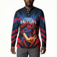 Personalized Antigua And Barbuda Cricket Falcons Button Sweatshirt Abstract Hexagon Pattern Sport
