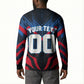 Personalized Antigua And Barbuda Cricket Falcons Button Sweatshirt Abstract Hexagon Pattern Sport