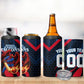Personalized Antigua And Barbuda Cricket Falcons 4 in 1 Can Cooler Tumbler Abstract Hexagon Pattern Sport