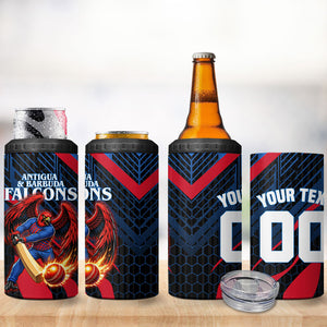 Personalized Antigua And Barbuda Cricket Falcons 4 in 1 Can Cooler Tumbler Abstract Hexagon Pattern Sport