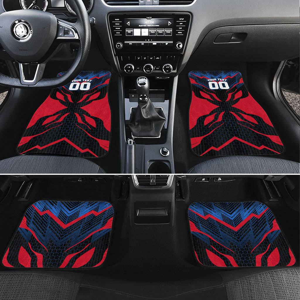 Personalized Antigua And Barbuda Cricket Falcons Car Mats Abstract Hexagon Pattern Sport