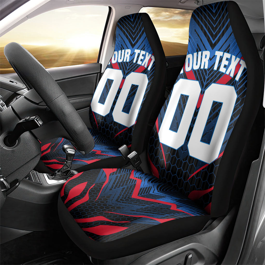 Personalized Antigua And Barbuda Cricket Falcons Car Seat Cover Abstract Hexagon Pattern Sport