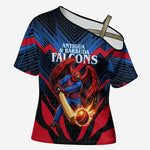 Personalized Antigua And Barbuda Cricket Falcons Cross Shoulder Shirt Abstract Hexagon Pattern Sport