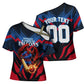 Personalized Antigua And Barbuda Cricket Falcons Cross Shoulder Shirt Abstract Hexagon Pattern Sport