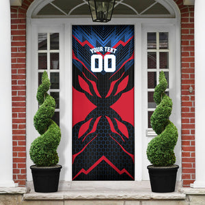 Personalized Antigua And Barbuda Cricket Falcons Door Cover Abstract Hexagon Pattern Sport