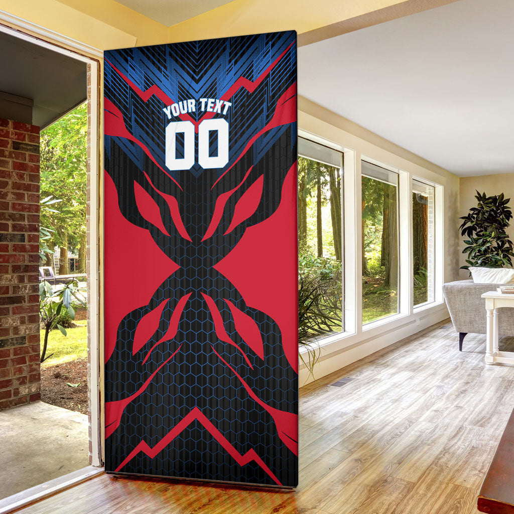 Personalized Antigua And Barbuda Cricket Falcons Door Cover Abstract Hexagon Pattern Sport